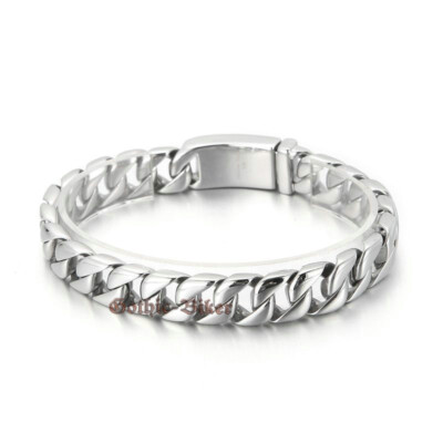 12mm Stainless Steel Casting Miami Cuban Curb Link Chain Bracelet Silver/Gold