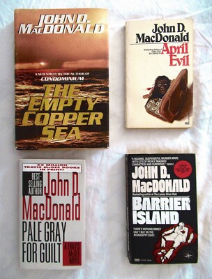 4 JOHN D. MAC DONALD Bks THE EMPTY COPPER SEA Barrier Island PALE GRAY FOR GUILT