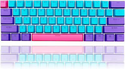 61 Keycaps Neon Vaporwave | OEM Profile 60% Keyboard | Ducky One RK61 Huntsman