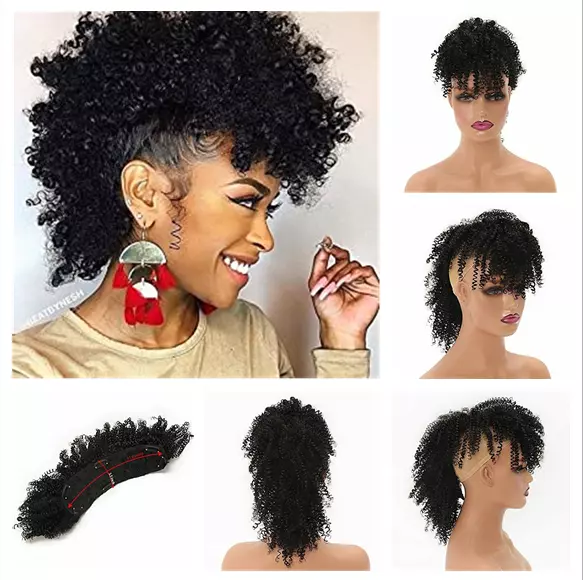 Amazon.com : Cetiq Drawstring Ponytail Afro Puff Ponytail Extension for  Black Women Short Red Curly Drawstring Ponytail with Bangs Clip in Wrap  Updo Hairpieces Ponytail Extension (BUG) : Beauty & Personal Care