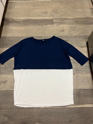 Pink Blush boutique blue and white tunic with 3/4 sleeves size S