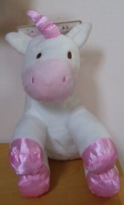 Kelly Baby White Pink 8 in Baby Unicorn With Crinkle Ear Rattle Soft Plush Toy