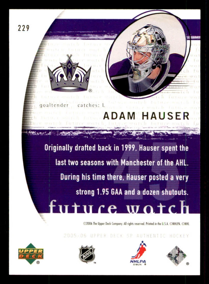 2005-06 SP Authentic #229 Adam Hauser RC /1999 (ref 240261) - Image 2 of 2