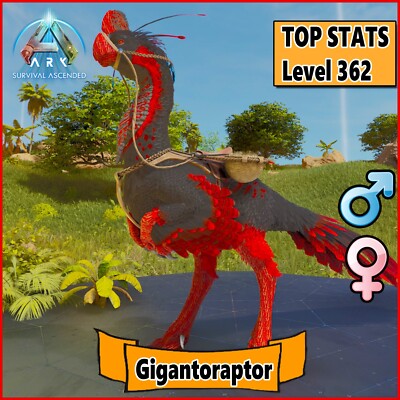Ark Ascended PC/PS5/XBOX - PVE - Red & Black GIGANTORAPTOR TOP STATS Lvl 362