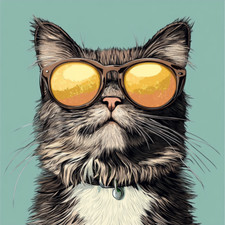 Wall Decal Sticker Cat with Sunglasses Wall Sticker 18X18cm Large