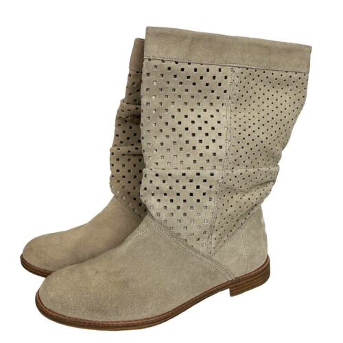 Toms Serra Beige Suede Perforated Slouch Boots