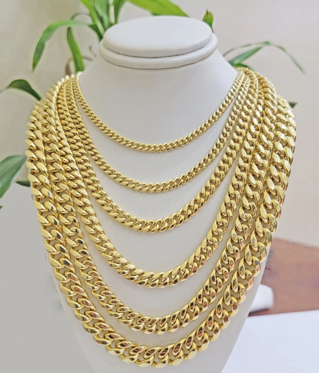 Real 10k Gold Chain Necklace Miami Cuban Link 18