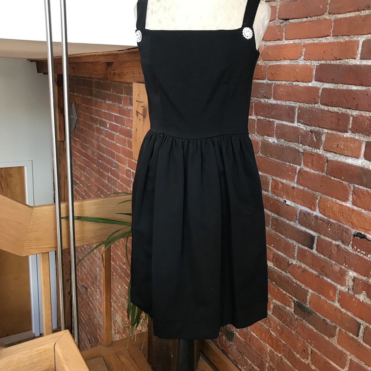 Vintage Oscar de la Renta Cocktail Dress with jacket Rhinestone LBD Cotton  4