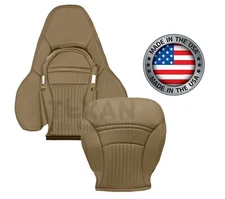 Front Perforated Leather Replacement Seat Cover Tan For 1997-2004 Chevy Corvette