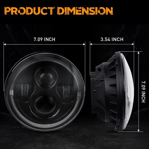 1 PAIR 100W 7 inch LED Headlights DRL Approved Fit For Jeep Wrangler JK Project - Picture 3 of 10