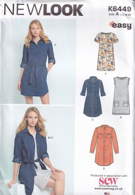 new look shirt dress pattern New Look Sewing Pattern N6449 Misses' Easy Shirt Dress and Knit Dress