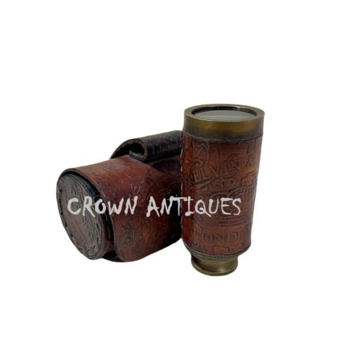 Details about   Vintage brass maritime victorian marine telescope 6" spyglass with leather box 