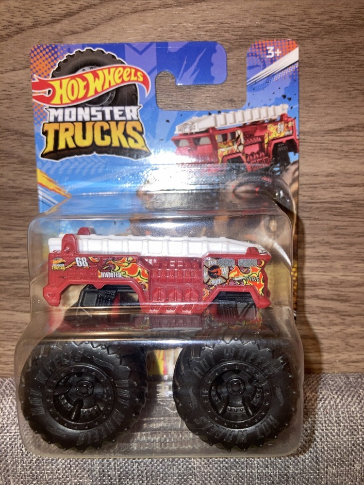 5 ALARM FIRE TRUCK Black Wheels with Ladder Mini Monster Truck Mattel Hot Wheels