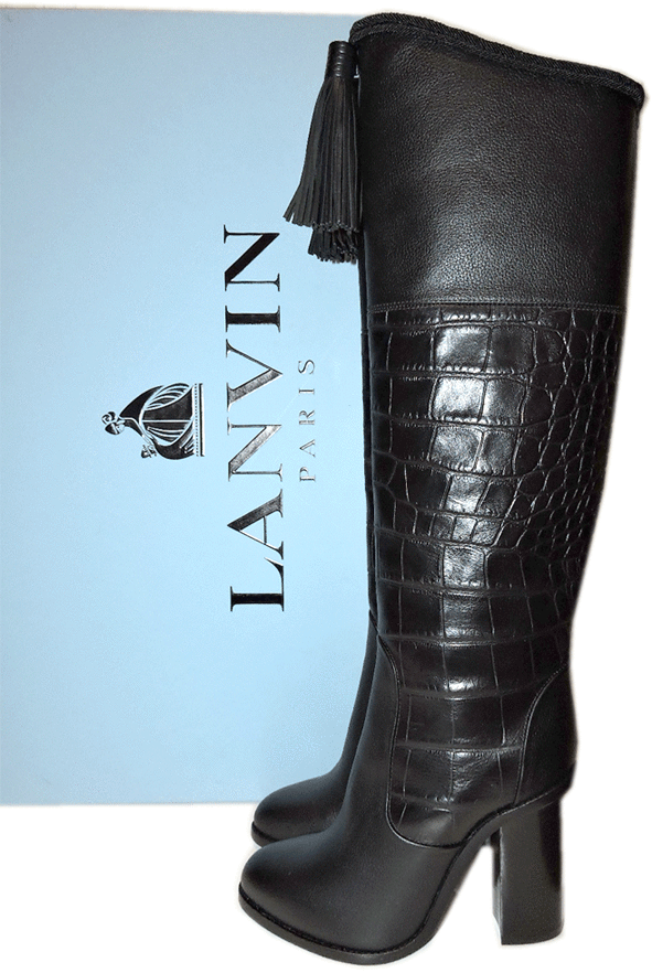 Negro de cuero Croco sobre Lanvin pista Rodilla Botas Borlas Botines 36 5.5 Negro de cuero Croco sobre Lanvin Rodilla pista Rodilla Lanvin Botas Borlas Botines 36 5.5 98c191