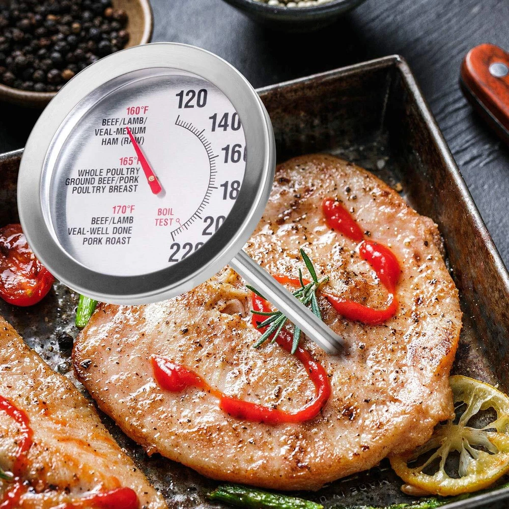 Meat Thermometer Extra Large Dial 2.8'' Meat & Poultry Thermometer Stainless ...