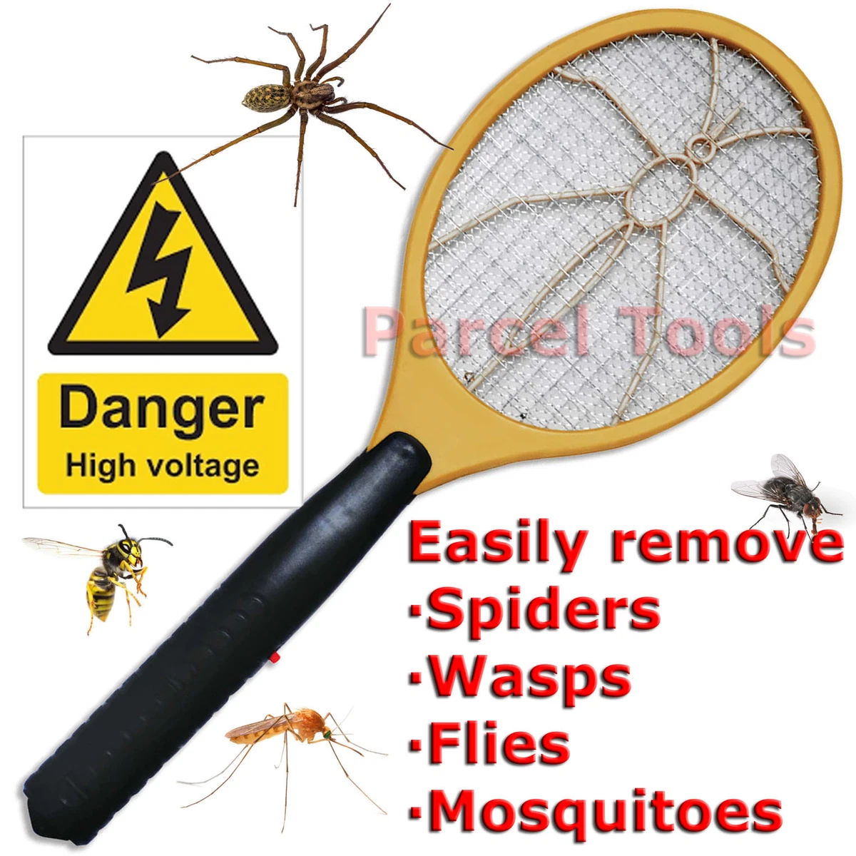 Bug Zapper Racket SPIDER Mosquito FLY Swatter Insect Killer Electric Bat Mesh UK