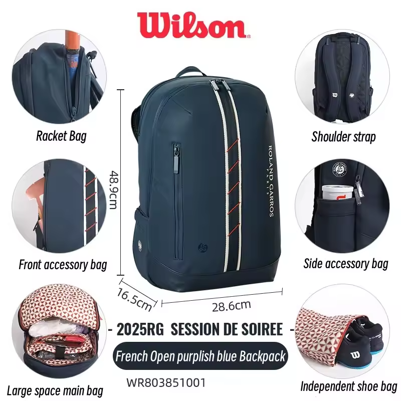 WILSON Roland Garros 2025 French Open Tennis Backpack, Dark Blue
