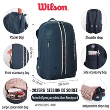 WILSON Roland Garros 2025 French Open Tennis Backpack, Dark Blue, Brand New