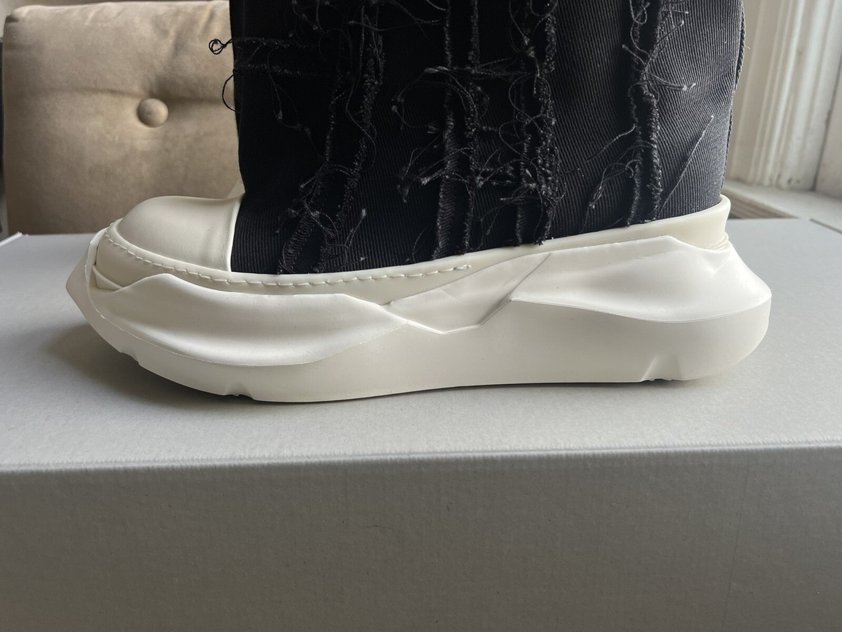 RICK OWENS DRKSHDW BLACK MILK SLASHED FOGACHINE HIGH TOP SNEAKERS