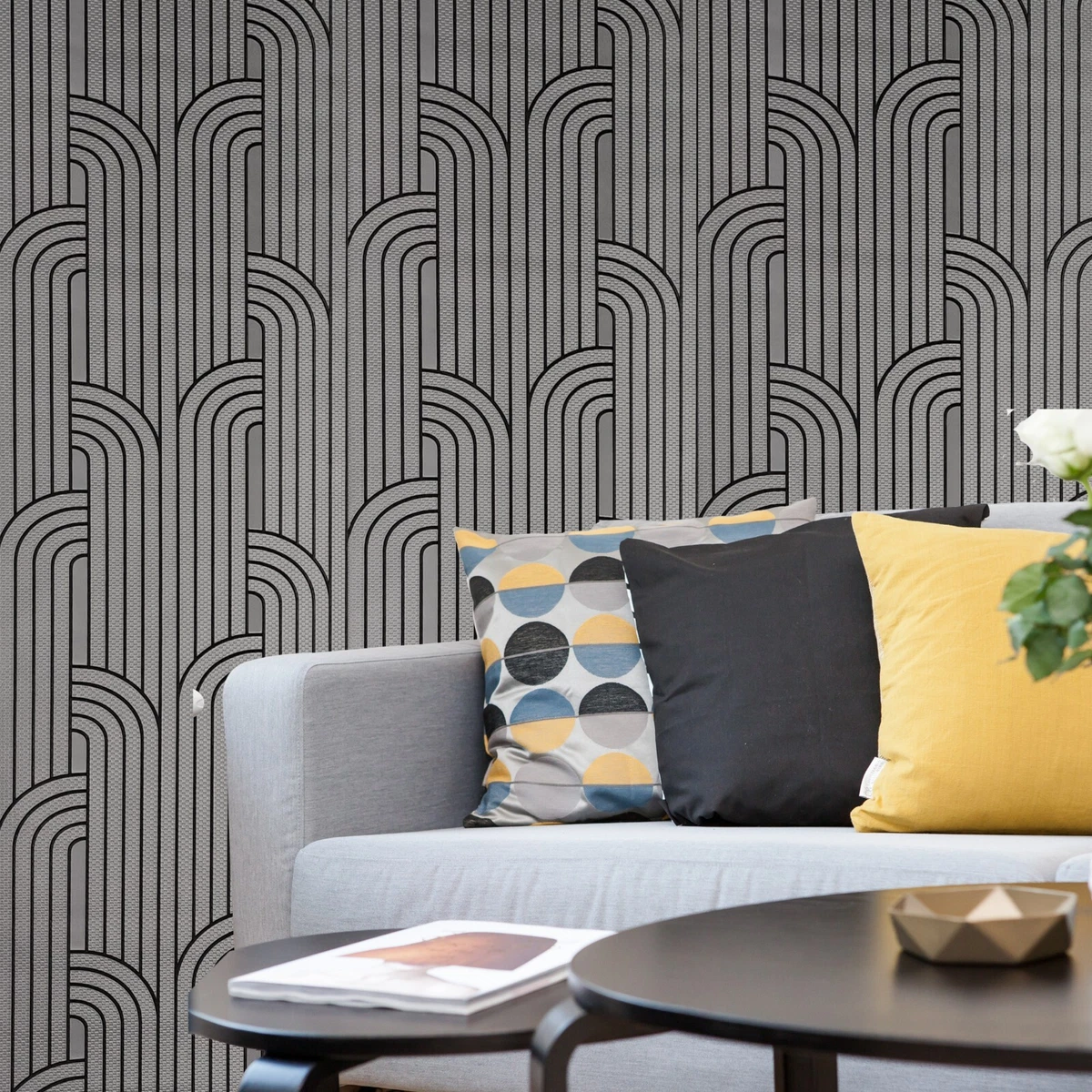 Black And Silver Wallpaper Living Room Ideas | Baci Living Room