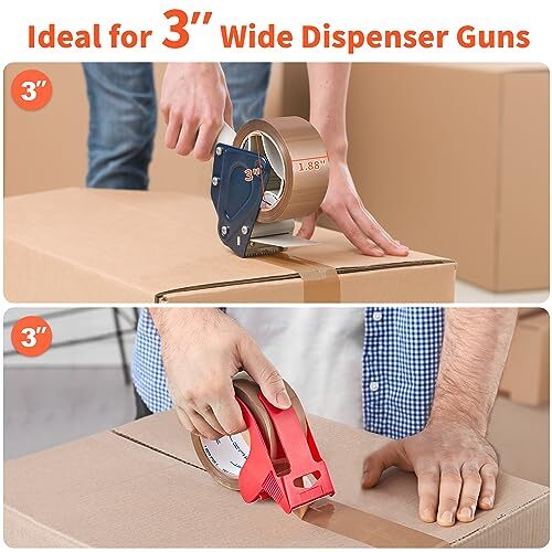 JARLINK 6 Rolls Brown Packing Tape with Dispenser, Heavy Duty Packaging