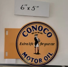Conoco Motor Oil Porcelain Like Flange Sign Lubester Paddle Gas Station Service