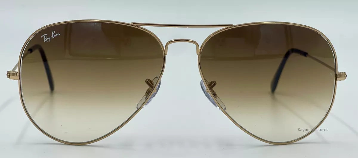 Ray Ban Aviator Gold 3025 001 51 Brown Gradient Sunglasses 62 mm New