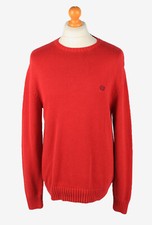 Chaps Crew Neck Jumper Pullover Vintage Mens Sweater Red L-IL2372