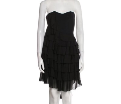 ACNE STUDIOS Black Cocktail Strapless Ruffle Short Dress women s Size 4 Small