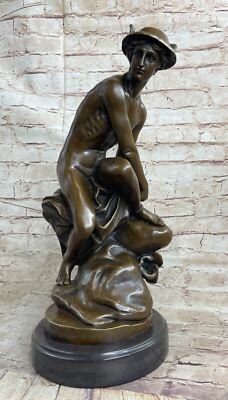 Handmade Bronze Statue Winged Mercury Hermes Mythology Flying Nercury Classic