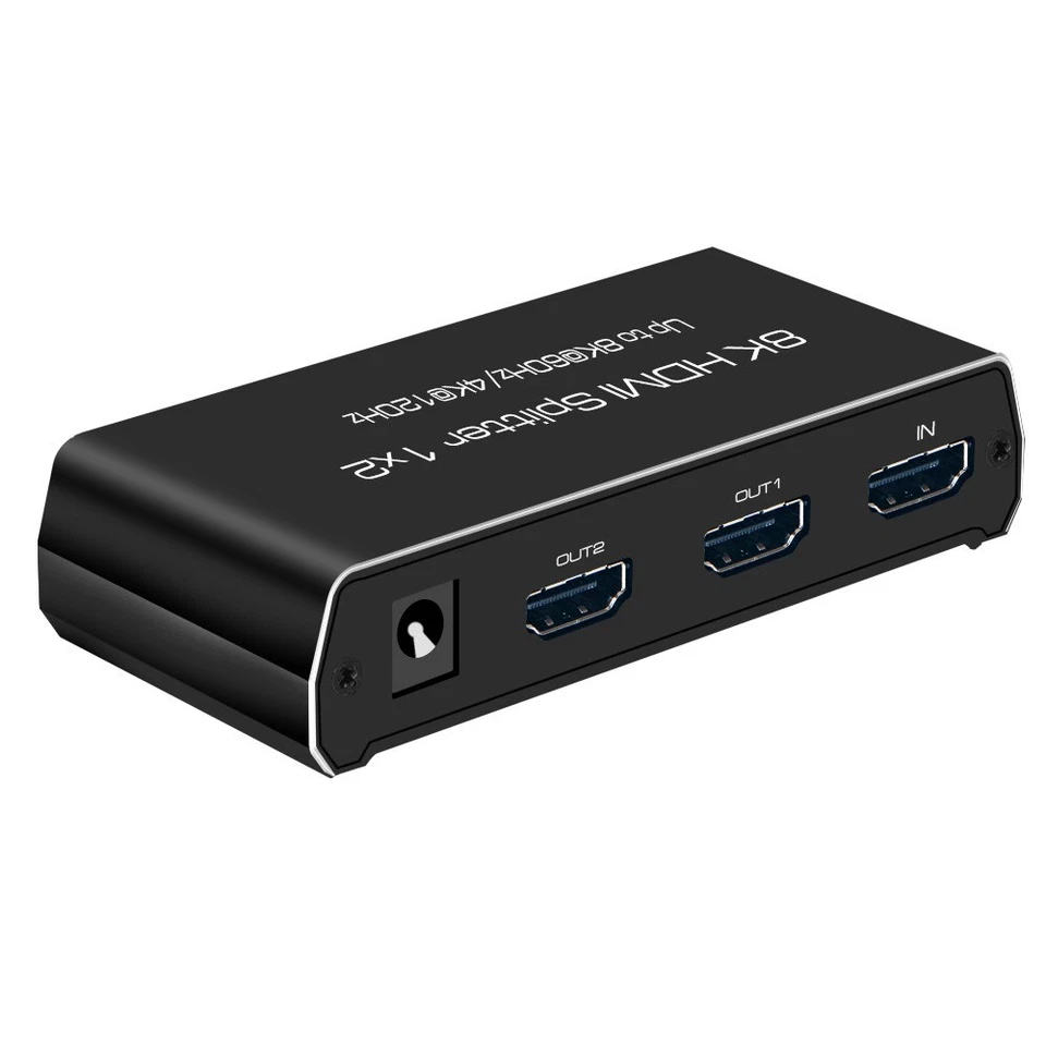 HDR HDMI2.1 Splitter 1x2 HDCP 2.3 8K/60Hz 4K/120Hz Metal House 5V Power Adapter - Image 3 of 4