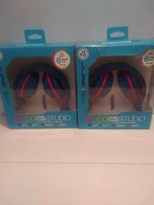 🎧2  JLab  JBuddies Studio Wired Kids Headphones - Blue/Red Distressed Box (BB)
