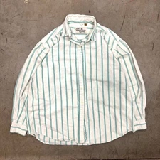 VTG 90s Canvas Candy Striped Button Down Shirt Original Private Label Co Oxford