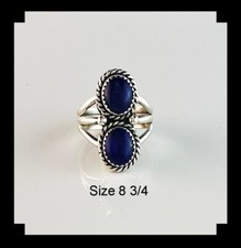 Sterling and Lapis Lazuli Ring Size 7 1/4 and 8 3/4