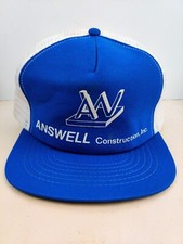 Vintage USA MADE Puffy Print AW Answell Construction Trucker Hat Snapback Cap