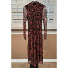 Free Press Womens XS Tiger Print Mock Neck Ma...