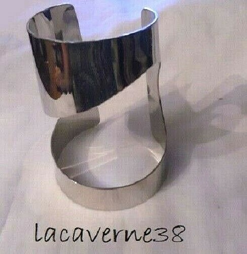 Bracelet manchette métal argenté turquoise