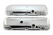 Steel Short Valve Covers 1965-1972 Chevy BB 396-454 Chrome w/ Dripper Rails