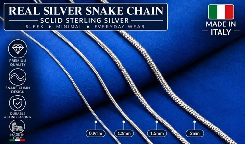 Real silver Jewelry solid 925 Sterling Silver Chain Necklace Italy Made - product listing photo