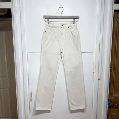 Khaite Abigail Jeans cremeweiß ecru gerades Bein Baumwolle hoher Bund Damengröße 25