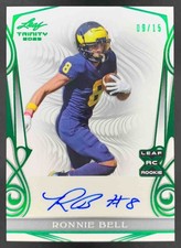 Ronnie Bell 2023 Leaf Trinity Emerald Spectrum RC Auto Wolverines /15