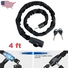 Heavy Duty Motorcycle Bike Bicycle Chain Lock Anti-theft Padlock Security W/ Key