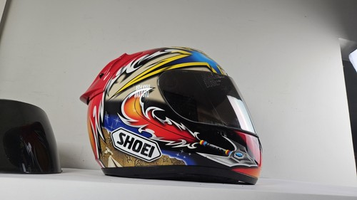 SHOEI X-14 Norick Abe Replica Full Face Helmet Used Sz Med - 3 Screens and BAG - Picture 1 of 13