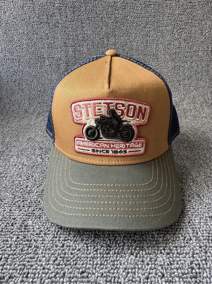 Stetson American Heritage Motorcycle Trucker Snapback Tan Navy One Size