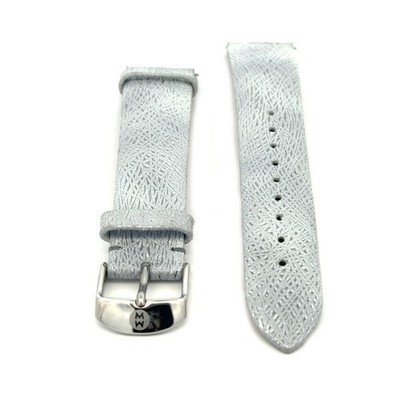 Authentic MICHELE Silver Bark Leather 18mm Strap With Buckle-NEW