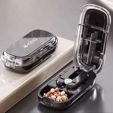Adjustable Pill Cutter Splitter  Safe Precision Tablet Cutting Box w/ Storage