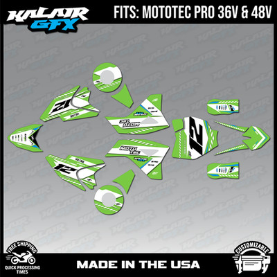 Graphics Kit for MotoTec 36V and 48V Pro Electric Dirt Bike Lethal - GREEN