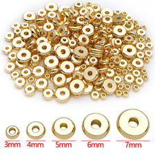 20Pcs 18K Real Gold Plated Brass Flat Spacer Beads, Large Hole Spacer Beads Loos