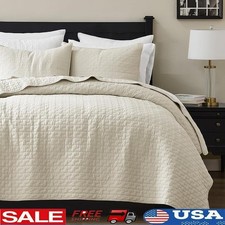 Premium Cotton Cozy Quilt Set King W/ Pillow Shams Breathable Lightweight Luxury