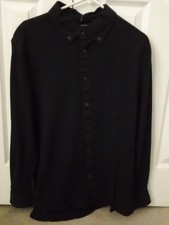 NWT Men's Size Medium Kenneth Cole L/S Button Front Navy Knit Shirt